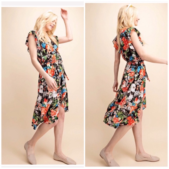 KORI ⚠️FINAL MARKDOWN⚠️ FLOWER PRINT WRAP DRESS - Picture 7 of 8